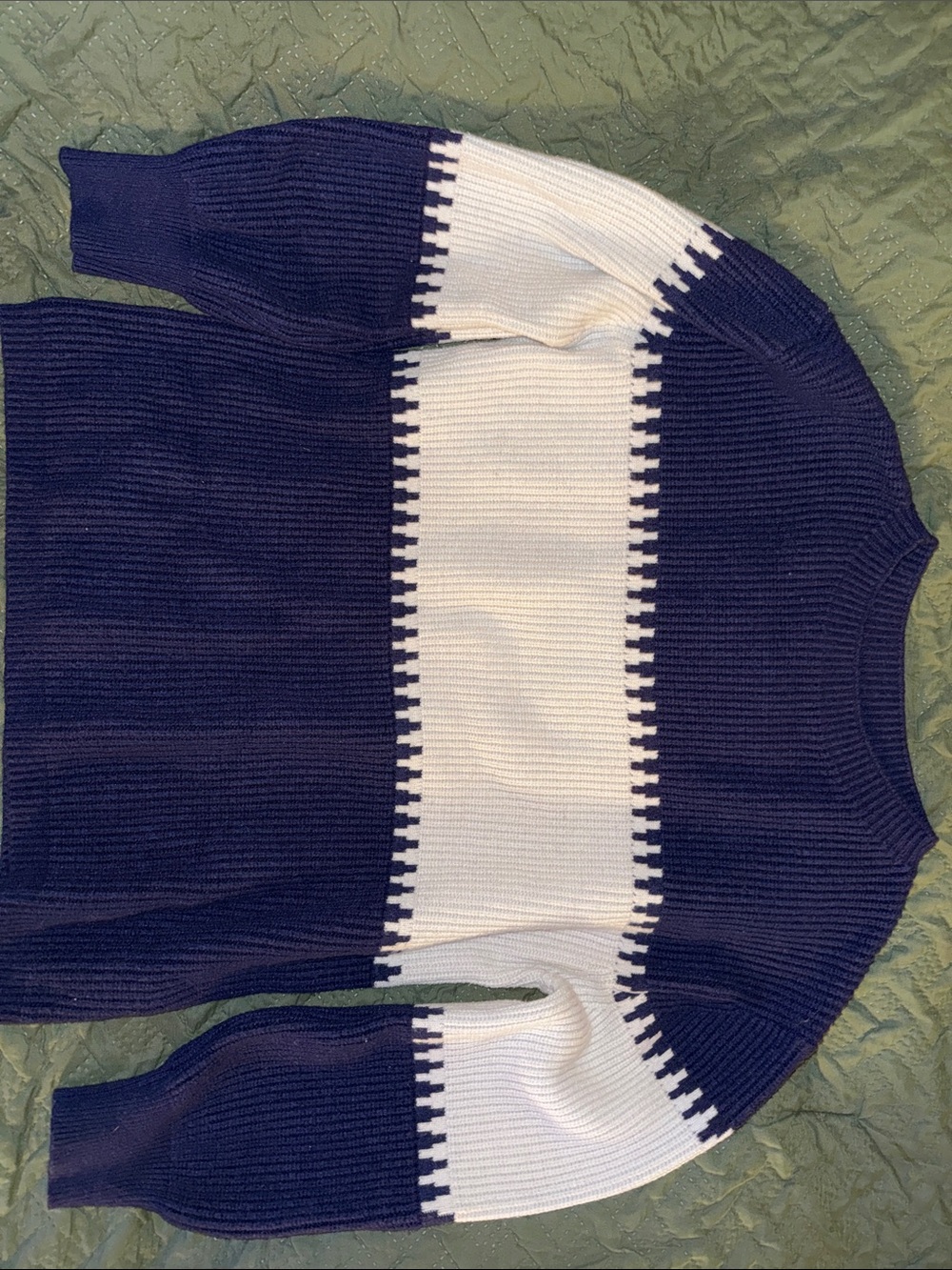 Navy and White Crewneck Knit Sweater Women’s  Large